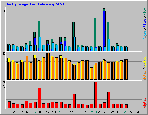 Daily usage for February 2021
