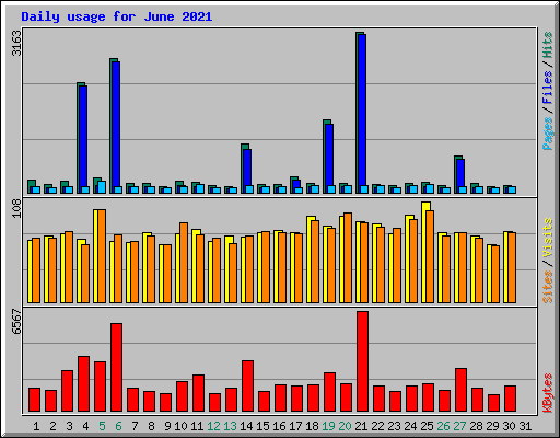 Daily usage for June 2021