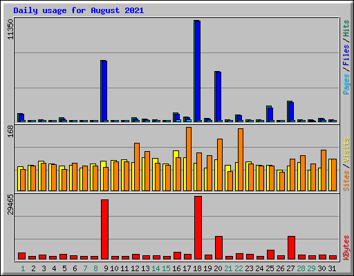 Daily usage for August 2021