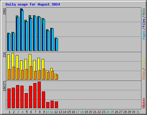 Daily usage for August 2024